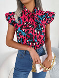 Wind Shooting Spring And Summer Leisure Leopard Wood Ear With Chiffon Shirts Women's