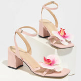 Sandals Three-Dimensional Orchid Head Elegant Light Pink Soft Texture Women's Shoes Direct