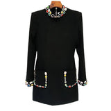 Early Spring New Star Fashion Heavy Industry Nails Studded With Colored Gemstones Diamond Long-Sleeved