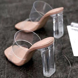 New Summer Transparent Sandals Women With Thick Heel Crystal High Heels Fairy Wind With Cold