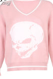 Harajuku Skull Print Y2K Loose Autumn Winter Sweater Women Pullovers Casual Knitwear Jumpers 2023 Korean Sweaters