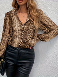 Stylish And Elegant Leopard-Print Long-Sleeved Shirt Shirt
