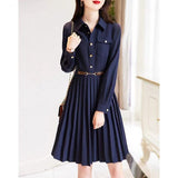 Dress Autumn 2025 New Collar Loose Long Sleeve A Simple Elegant Dress Women's Long