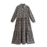 Women's New Dress Fashion Long-Sleeved Collar Printed Shirt
