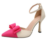 Women's High Heels Fashion Women's Shoes Bow Hollow Fine Heel Head Bow Ladies Shoes Muller Women's