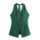 Fragrant Cotton Lint Neck Vest Set Of Women's Summer With Light Luxury High-End Trousers Two