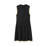 Women's Explosive Knitted Mini Dress Fashion Round Collar Folded A-Character