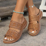 Southeast Asia Flower Slope And Hollow Large-Size Slippers Women Cool Slippers