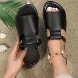 Fashion New Slippers Large-Size Hollow Pure-Color Fish Mouth Sandals