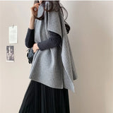 And Winter Vertical Loose Short-Sleeved Knitted Shirt Korean Rough Knitted Shawl Shawl Shawl