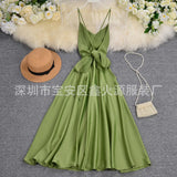 Zingj Gentle Wind Dress Goddess Seaside Resort Dress Ins Careful Machine Back Strap Waist