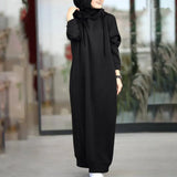 Muslim Autumn Solid Color Plush Cloth Hooded