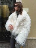 Women's ZA Autumn And Winter New White Fur Collar