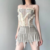 Cloth Forget Fashion Ballet Style Net Yarn Split Three-Dimensional Gradient Lace Vest Short Skirt Two Sets Of Hottie