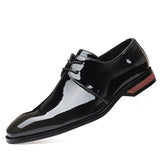 Zingj Men's Plus Size Bright Single Shoes Fashion Trend Business Leather Shoes Color Lace Men's