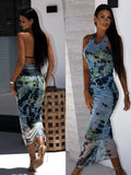 Zingj Summer New Women's Wear Elegant U-Neck Print Neck Dress