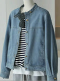 Explosion Recommended ~ Hong Kong Style Retro Blue Cowboy Jacket Women Autumn Loose Thin Short Jacket