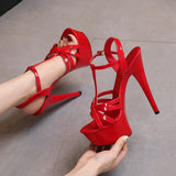 Zingj Artifact Model High Heels Thin Heel Sexy Waterproof Table 13Cm15cm Sandal Female