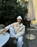 Fur Fleece Puffer Cropped Coat- Outfit
