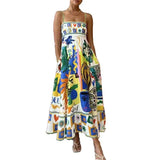 Summer Women's New Temperament Elegant High-Waist Print Slings Casual Fashion