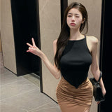 Irregular Sling Small Vest Woman Inside The Outside Wearing Pure Hot Girl Sexy Breast Short Sleeveless Top