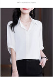 Women Shirts Half Sleeves Blouses for Women Clothes for Women 2023 Summer Women Tops Basic Soild Chiffon Blouses for
