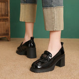 Layer Cowhite English Wind High-Heeled Shoes 2025 Spring New Thick-Heeled Fashion Shoes Comfortable Single