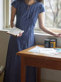 Red Design Sense Of A Small Gentle And Comfortable French Buckle Round Neck-Up Dress Temperament Thin