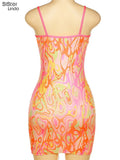 Print Bodycon Mini Dress Women Sleevelesses Backless Spaghetti Strap Hip Skirt Female Party Clubwear Sundress