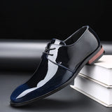 Zingj Men's Plus Size Bright Single Shoes Fashion Trend Business Leather Shoes Color Lace Men's
