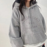 Solid Color Letter Embroidery Oversized HoodieOutfit