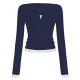 Fashion Street Babes Fake Two T-Shirt Half-Necked Buckle Casual Knitted Long-Sleeved Bottom Shirt Autumn