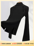 Zingj Horn Sleeve Slim Jacket Chic Inside Hollow Out Half High Collar Bottom Shirt Spring Women's Hot
