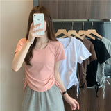 Zingj Rope Short-Sleeved T-Shirt Women 2024 New Summer Korean Version Design Sense Slim Casual Short Student Jacket