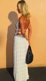 Halterneck Ruched Open Back Tie Up Top And Maxi Skirt Set-Outfit