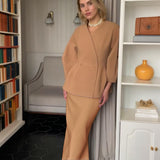 Women's Fashion Fashion Solid Color Button Bubble Sleeve Skirt Dress Set In Autumn