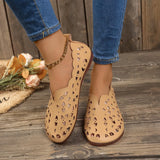 Large-Size Hollow Carved Flat Sole Single Shoes Round Head Lazy One Foot Pedal Low Help Shallow Boat