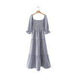 Women's Lattice Long Short-Sleeved Dress