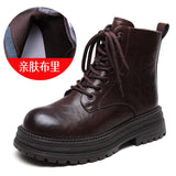 Leather Retro British Style Martin Boots 2025 Autumn And Winter New Fashion Casual Women's Boots Thick Bottom Increase Short