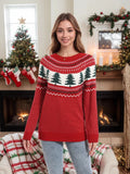 And Winter New Christmas Sweater Women Loose Knitted Green Pine Embroidered Clothes On The