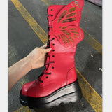 Thick Bottom Boots 2025 New Punk-Style Personality Butterfly Slope And Thick Bottom High