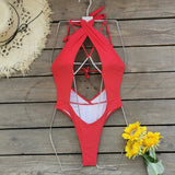 2025 New Solid-Color Swimsuit Female Slebs Hollow Cross-Band Export