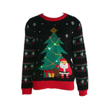 Christmas Tree Knitted Sweater Autumn And Winter Loose Astringted Astring Collar Creative LED Color Lamp Christmas