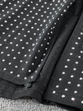 Black Diamonds 2pcs Set Women Party Sleeveless Short Tops + High Waist Split Skirt Female Two Piece Suits Club Fashion