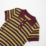 Euro 2025 New Fashion Women's Striped POLO Collar Short-Sleeved Top
