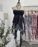 Summer Irregular Ribbon Hottie Hanging Neck Tector Screen Printing With Chest Pad Short Sling Vest