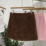 Shooting Pink Hair This Dress Girl Autumn And Winter High Waist A-Buffed Short Skirt Anti-Light One-Step Skirt