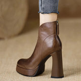 Bare Boots 2025 Autumn And Winter New Waterproof Table Retro High-Heeling Short Boots Fashion Thick And Pointed Boots