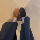 Lauded Shoes Women's 2025 Autumn And Winter Velvet Tweed Soft Bottom Plus Velvet Warm One-Legged Flat Sole Single