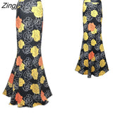 Women Summer New Long Skirt Flower Printing Charming Elastic High Waist Boho Saia Falda Female Maxi